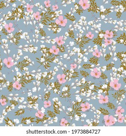 Seamless pattern with delicate sakura flowers