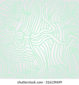 Seamless  pattern of delicate striped motif,waves, spirals,  doodles,   stripes, hole . Hand drawn.