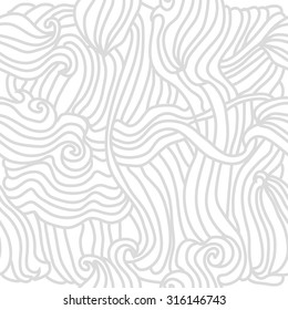 Seamless  pattern of delicate striped motif,waves, spirals,  doodles,   stripes, hole. Hand drawn.