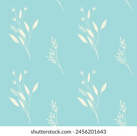 Seamless pattern of delicate thin twigs with leaves vector