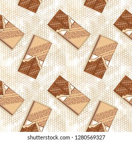 Seamless pattern with delicious chocolate bars.