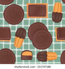 Seamless pattern with delicious chocolate chip cookies