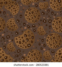 Seamless pattern with delicious chocolate chip cookies