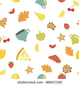 Seamless pattern with delicious food. vector illustration