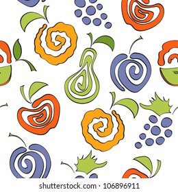 Seamless pattern with delicious fruits