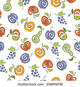 Seamless pattern with delicious fruits