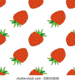 Seamless pattern with delicious red berries hand drawn