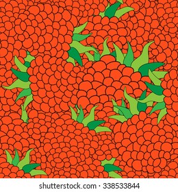 Seamless pattern with delicious red berries hand drawn