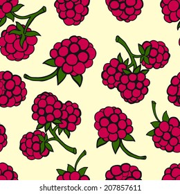 Seamless pattern  of delicious ripe berries, vector background