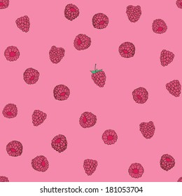 seamless pattern of delicious ripe raspberries