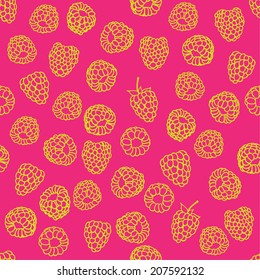seamless pattern of delicious ripe raspberries