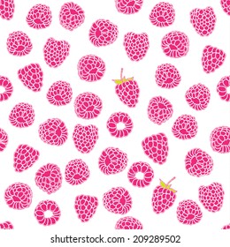 seamless pattern of delicious ripe raspberries