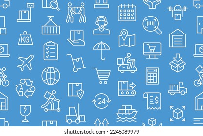 Seamless pattern with Delivery icons. Minimal thin line web icon set. Collection icons fitness, gym and health care. Outline icons collection