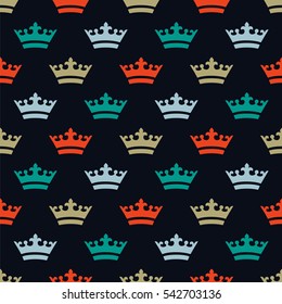 Seamless pattern with dense placed crown icons