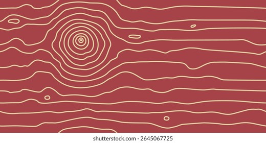 Seamless pattern of dense thin lines, wood grain texture background. Red wooden texture. Vector background