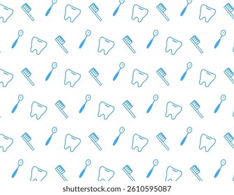 Seamless pattern with dental care elements in a white background.