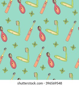 seamless pattern dental care tooth brush eps10 vector
