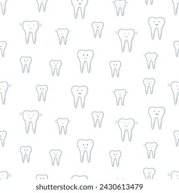 Iconos de conjunto de odontología de patrón inconsútil. Ilustración vectorial de elementos para el tratamiento y cuidado de dientes. Fondo de pantalla.