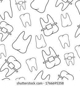 Seamless pattern. Dentistry. Pattern with teeth. Vector pattern. Flat illustration.