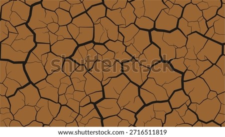 A seamless pattern depicting dry, cracked brown earth or mud, illustrating drought conditions or a parched landscape. The intricate network of dark fissures creates a striking texture.
