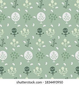 Seamless pattern depicting fir trees in autumn