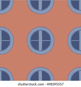 Seamless pattern depicting a  hand drawn wall of a house with windows Illustrator 8 format