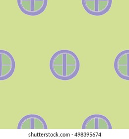 Seamless pattern depicting a  hand drawn wall of a house with windows Illustrator 8 format