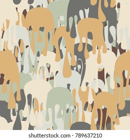 A seamless pattern depicting a surface covered with multicolored vertically dripping stains. Fashionable camouflage.