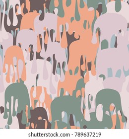 A seamless pattern depicting a surface covered with multicolored vertically dripping stains. Fashionable camouflage.