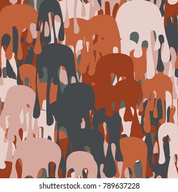 A seamless pattern depicting a surface covered with multicolored vertically dripping stains. Fashionable camouflage.