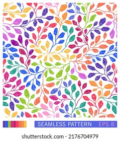 Seamless pattern. Deposit of precious stones. Fabulous composition of crystals on the branches. Vector graphics
