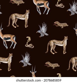 Seamless pattern with desert animals. Vector