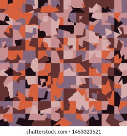 Seamless pattern. Desert camouflage made on the basis of a pixel pattern. Shades of sand and stone. Brown dominance.