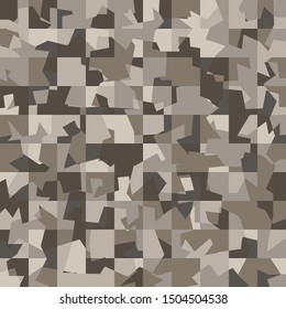 Seamless pattern. Desert camouflage made on the basis of a pixel pattern. Shades of sand and stone. Brown dominance.