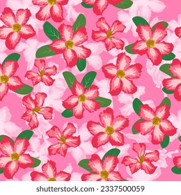 A seamless pattern of Desert rose flower. vector illustration. Desert rose flower background.