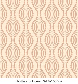 Seamless pattern with desert sand color ornament. Repeating dotted wavy lines pattern. Vector seamless color wallpaper. Decorative vector background. Design for wrapping, textile, fabric, cover.