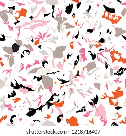 Seamless pattern design with abstract colorful shapes, modern repeat background for web and print, square composition scalable to all size.