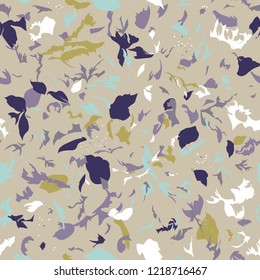 Seamless pattern design with abstract colorful shapes, modern repeat background for web and print, square composition scalable to all size.