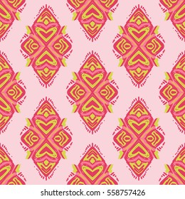 Seamless pattern design. Abstract damask rosette background.