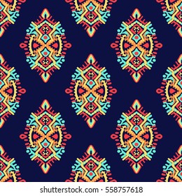 Seamless pattern design. Abstract damask rosette background.