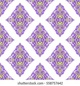 Seamless pattern design. Abstract damask rosette background.