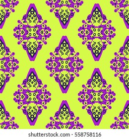 Seamless pattern design. Abstract damask rosette background.