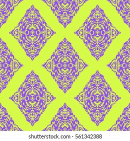 Seamless pattern design. Abstract damask rosette background.