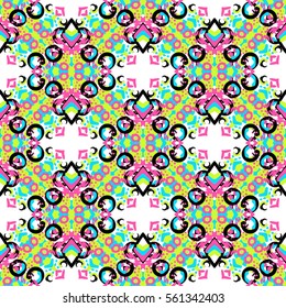 Seamless pattern design. Abstract damask rosette background.