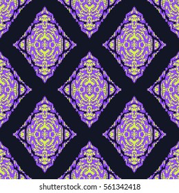 Seamless pattern design. Abstract damask rosette background.