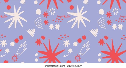 Seamless pattern design. Abstract hand drawn simple modern repeated design. Organic shape illustrations, Stars, space ilustrations