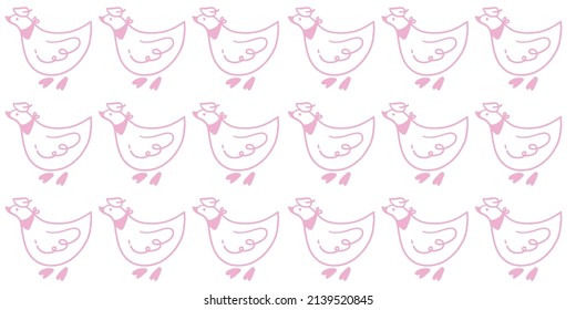 Seamless pattern design. Abstract hand drawn simple modern repeated design. Organic shape illustrations, Cute little ducks, animal ilustrations