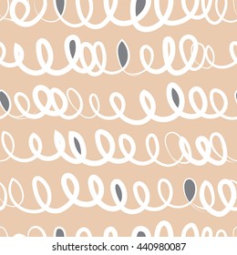 Seamless pattern design with abstract random doodle curly lines, creative and vivid repeating surface pattern for web and print use.