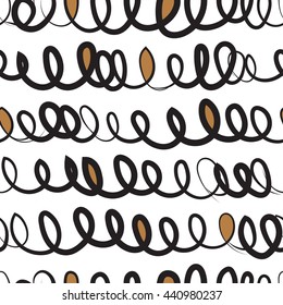 Seamless pattern design with abstract random doodle curly lines, creative and vivid repeating surface pattern for web and print use.
