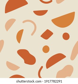 Seamless pattern design with abstract shapes. Boho style. Vector illustration.